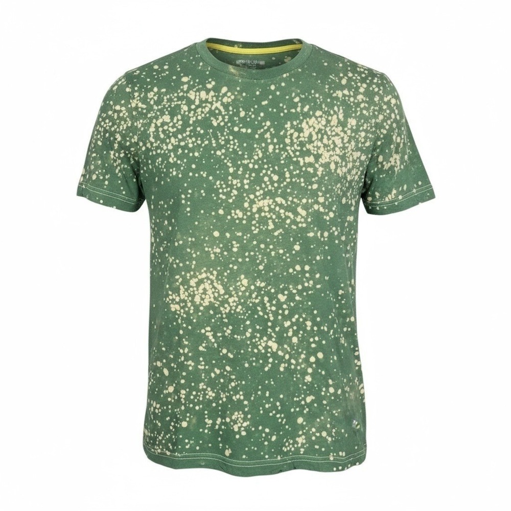 Vintage Praga Men's Olive Green Bleached Splatter T-Shirt Size XL 100%‎ Cotton